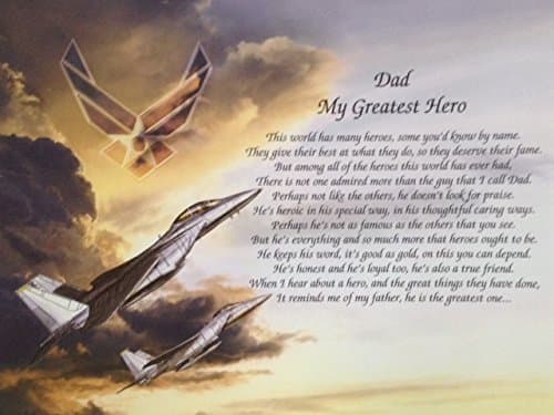 Air Force Gift for Dad My Greatest Hero Sentimental Poem Father's Day Birthday Military by Cazual Creations