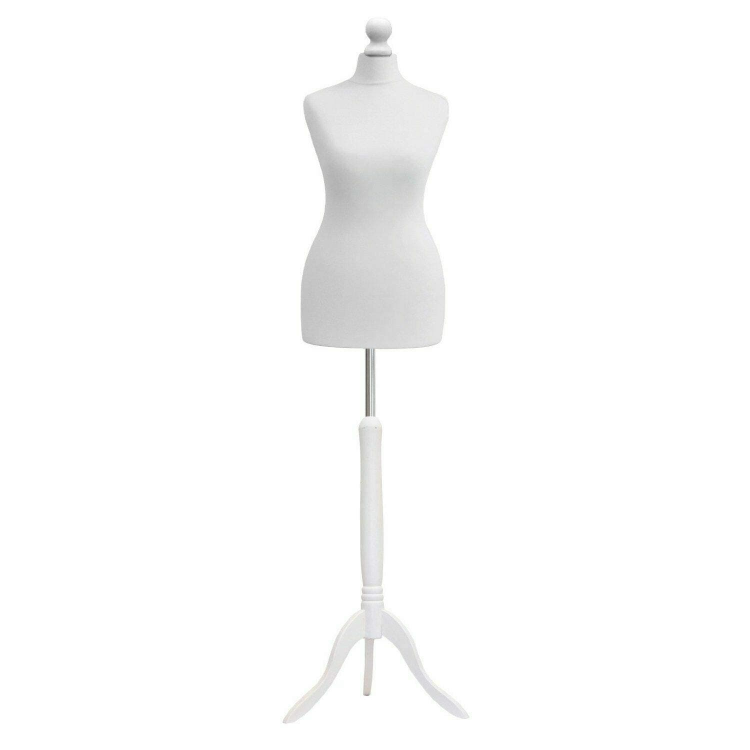 Student Dressmaker |Female Tailors Dummy | Display Bust | Mannequin | Size 8-10 (White Bust + White Stand)