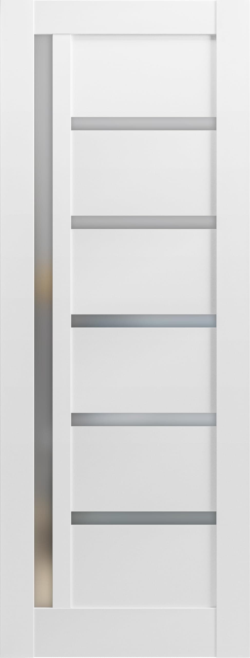 SARTODOORS Lite Slab Barn Door Panel | Quadro 4088 White Silk with Frosted Opaque Glass | Sturdy Finished Wooden Modern Doors | Pocket Closet Sliding-36 x 80"-Frosted Glass