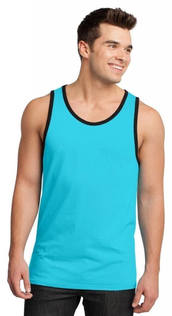 District Men's Ringer Standard Ring Spun Tank Top_Medium_Aquamarine/ Black