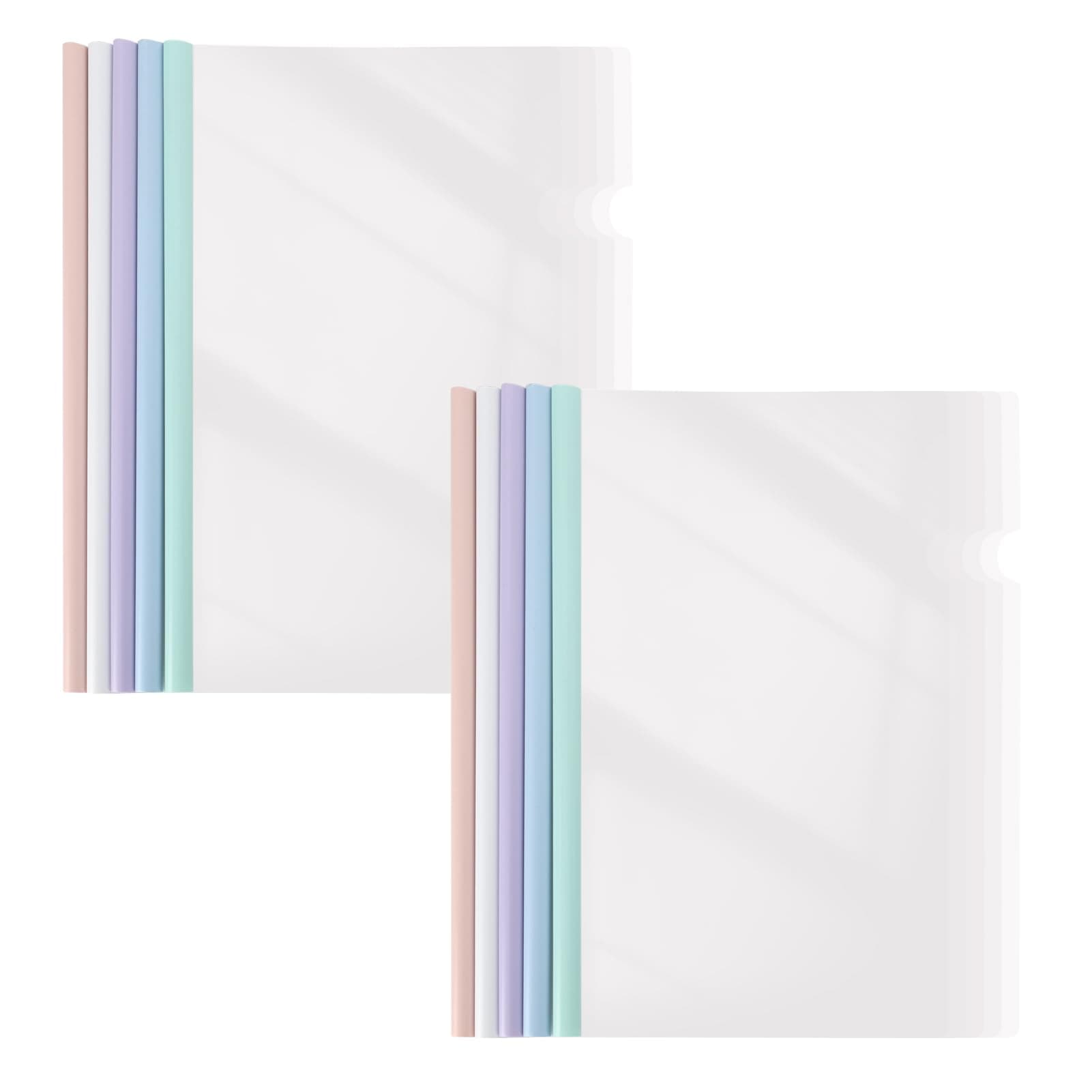 10 PCS A4 Size File Folders,Clear Binder Portfolio Folder with Colorful Folders Sliding Rod,Suitable for Papers,Documents Organizer