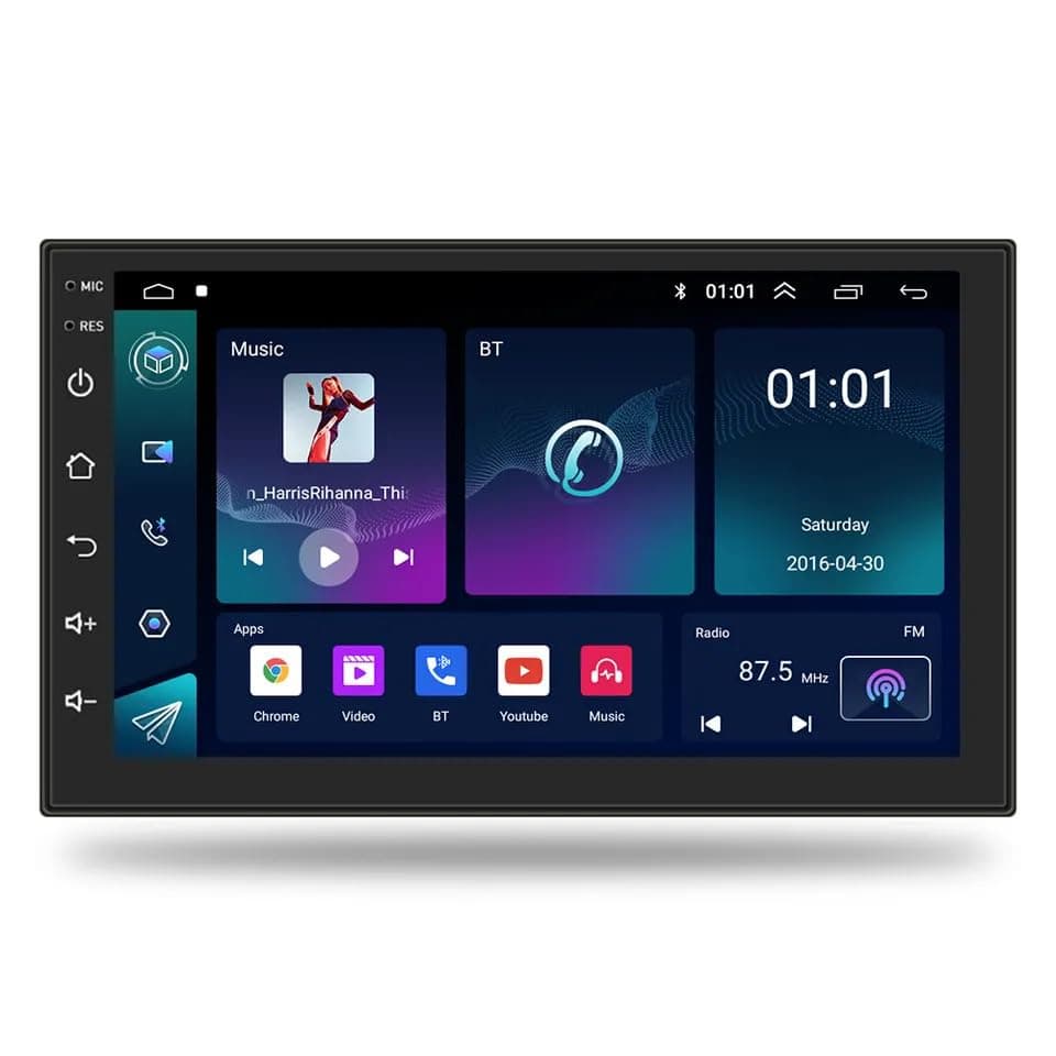 Roadster 2G+32G Android Double Din Car Stereo Wireless Apple CarPlay 7 Inch 1080P HD Touch Screen Car system with GPS+Navi+HiFi+WiFi+Bluetooth+RDS+FM Radio/Mirror-Link,Dual USB with Backup Camera