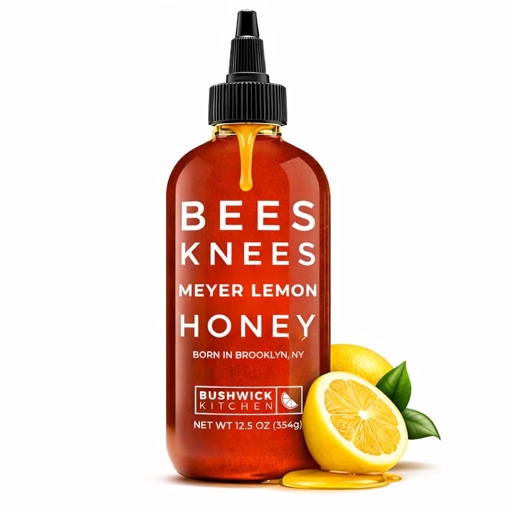 Bees Knees Meyer Lemon Honey Squeeze Bottle, Raw Honey for Tea, Sweet & Bright, Infused with Citrus & Made in the USA, Pure & All Natural, Unfiltered & Gluten Free, 12.5oz