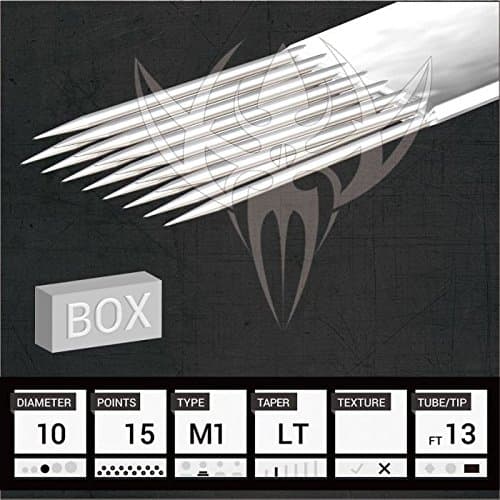 Precision Needles - Box of 50 Premade Sterilized Tattoo Needles - #10 BugPin, 15-Magnum