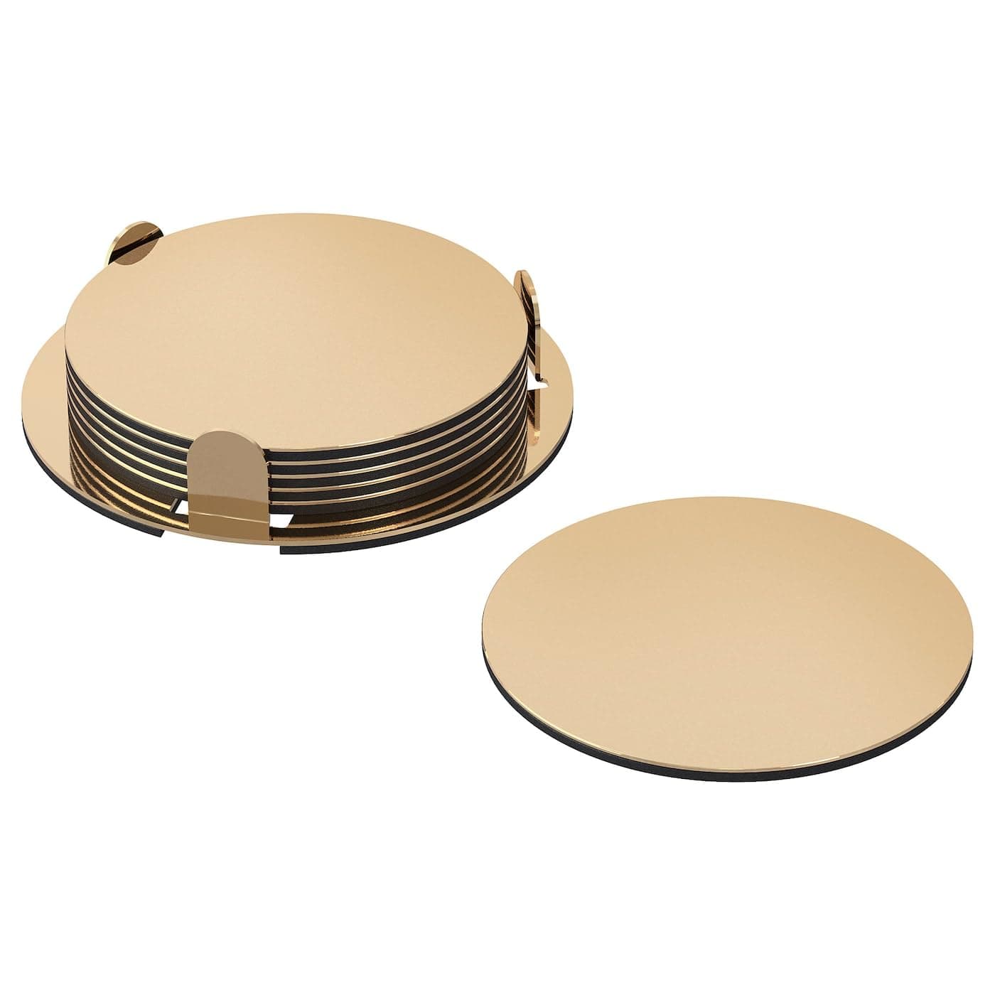 Glattis Coasters With Holder Brass Color 6 pack Size 3" 503.430.05