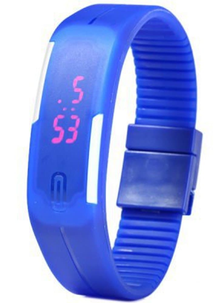 Colorful LED Digital Ractangle Rubber Strap Sport Wrist Watch