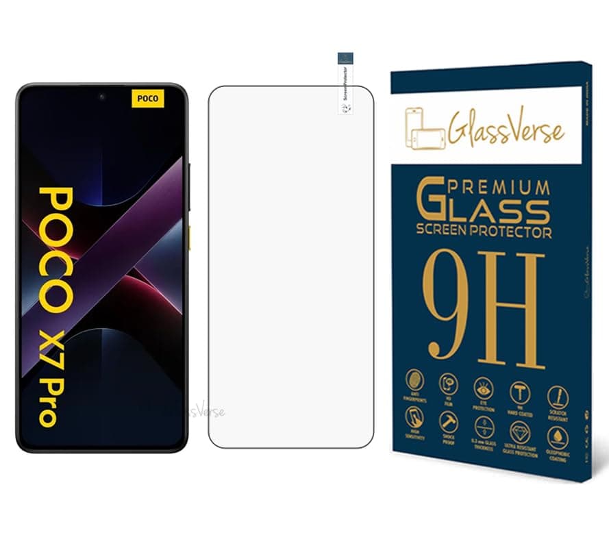 9H Tempered Glass For Poco X7 Pro (PACK OF 1) with Free Installation Kit Full screen Coverage - 6.67 inch