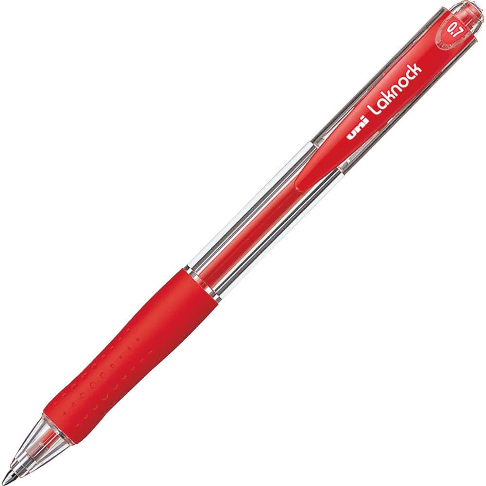 Uniball Laknock Retractable Ballpoint Pen, Red, Medium SN10007 R