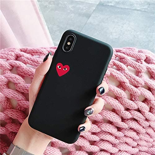 Japan CDG Play Comme des Garcons IMD Protect Cover case for iPhone Plus 7 7plus 8 8plus X XR XS Max Phone Cases (Black, iPhone X/XS)