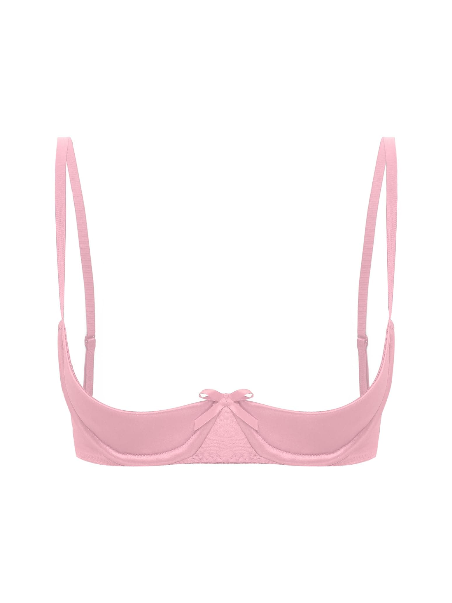 Womens Faux Leather Cupless Cage Bra Harness Push Up Underwire Bra Tops Lingerie Bralette