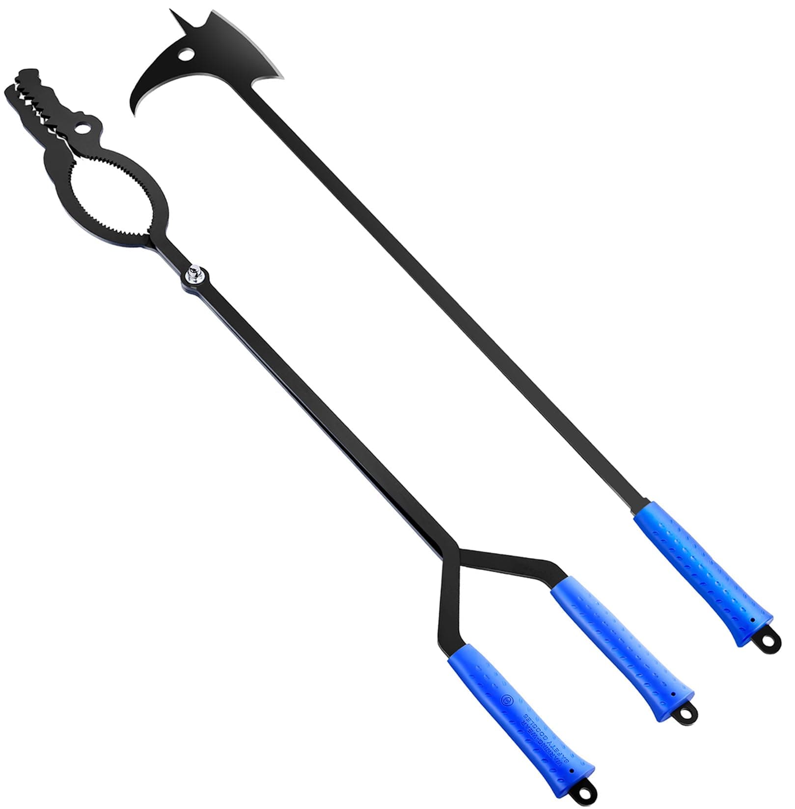 Messon 40'' Heavy Duty Fire Tong and Fire Poker Set, Large Fire Pit Tool, Outdoor Camping Portable Log Grabber Tool, Safely Moves Wood-Burning for Bonfire Fire Pit & Fireplace