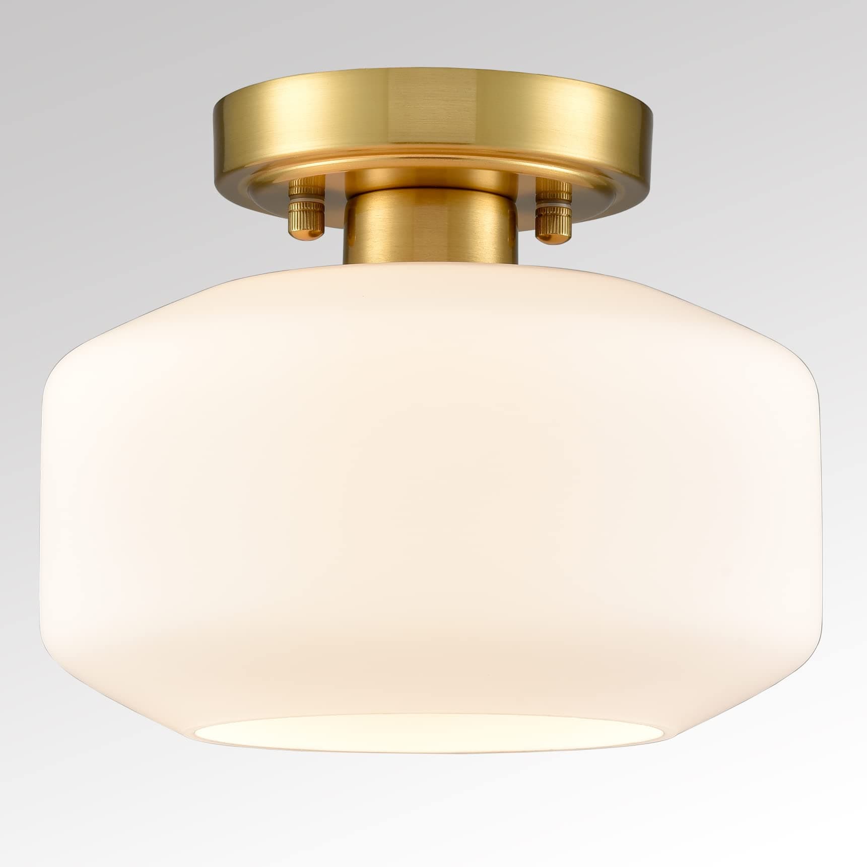 Modern White Semi Flush Mount Ceiling Light Gold Hallway Light Fixture Farmhouse Ceiling Light Opal Milk Glass Shade