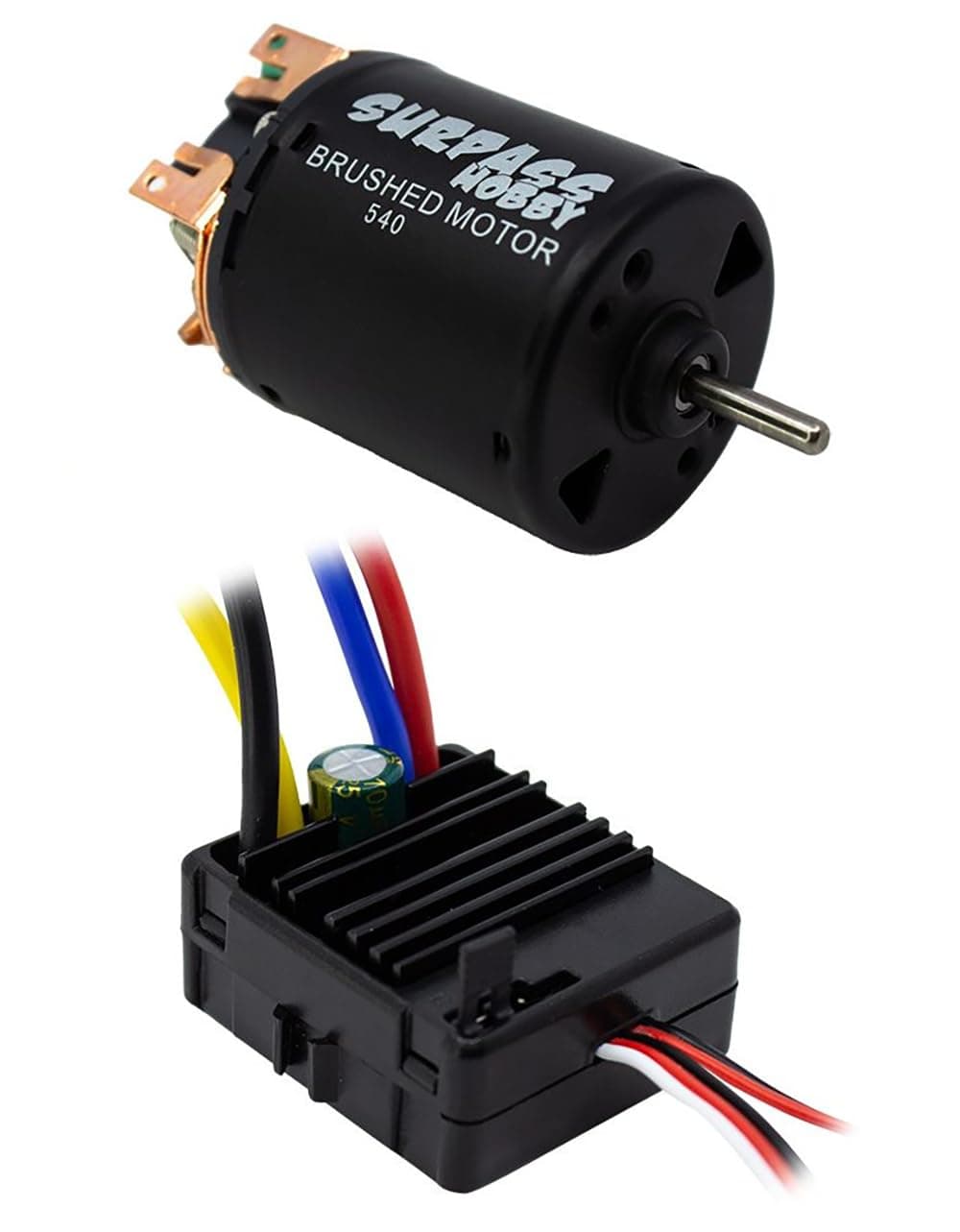 Surpass Hobby Rocket RC 540 Brushed Motor & 60A ESC Combo for RC Cars and Crawlers - Optimal Performance and Durability (35T)