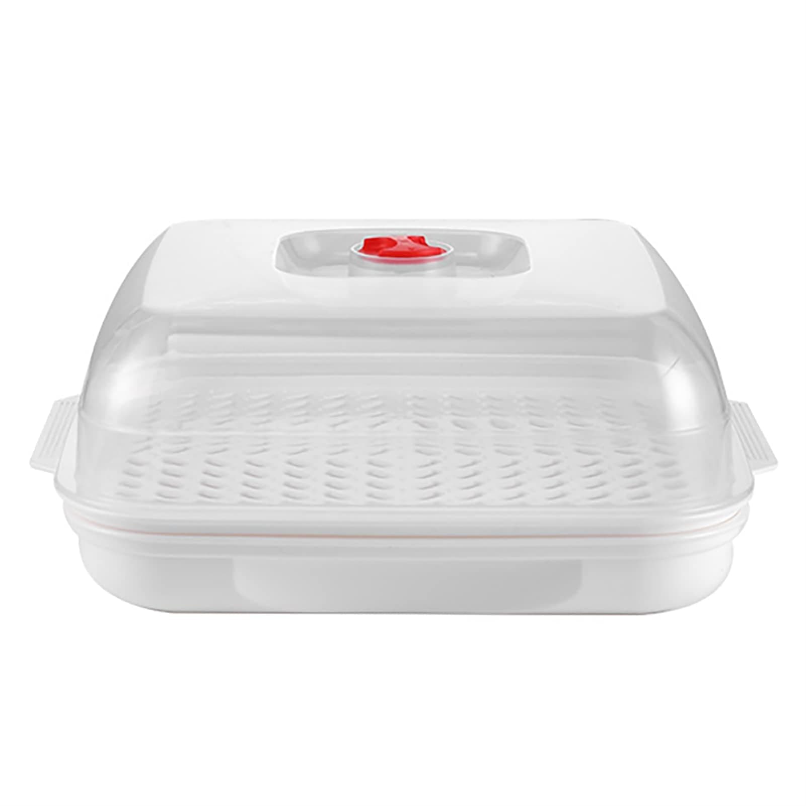 Microwave Steamer with Lid and Tray, Large Square Drain Basket, Vegetable Storage Plate, Kitchen Cookware Food Container Supplies