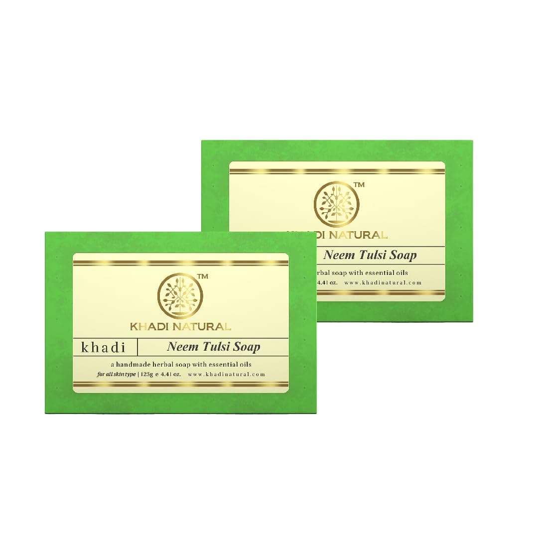 Khadi Natural Neem Tulsi Soap | Handmade Bathing Soap | Herbal Soap for Removing Dirt & Impurities | Suitable for All Skin Types, 250g