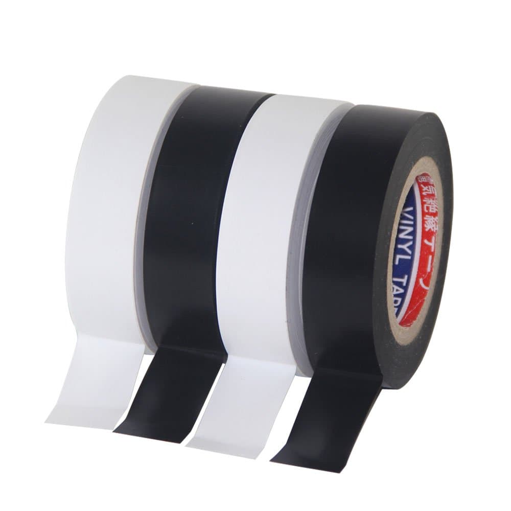 Color Guard Tape 4 Pack PVC Electrical Glue Tape, 66 Feet 0.7 Inch Insulation Tape (Black and White)