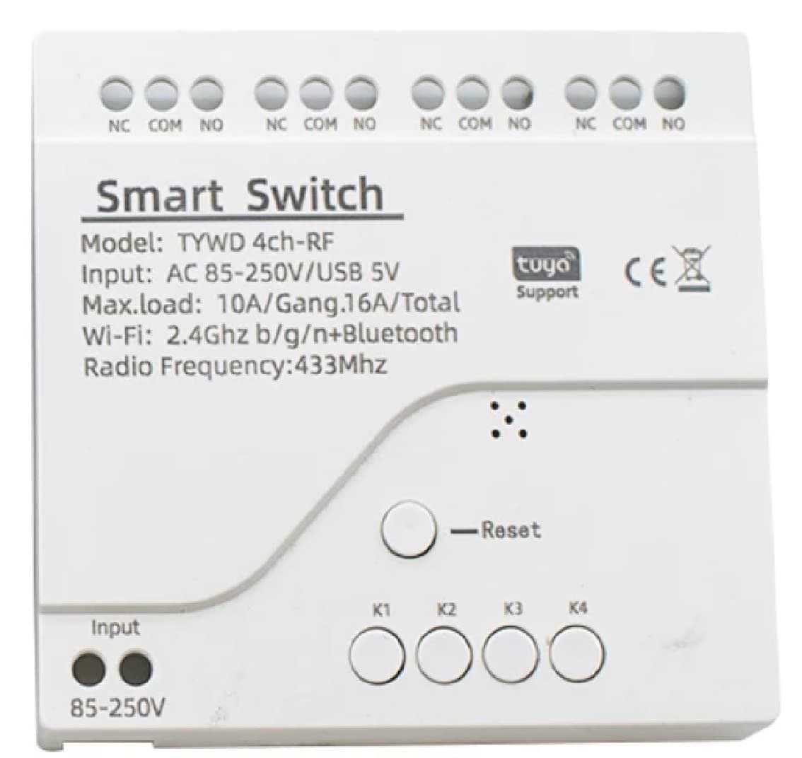 4 channels WiFi Wireless Switch Inching Self-Locking Relay Module, be Applied to Access Control Tuya Life APP,DIY WiFi Garage Door Opener (4CH 85V-250V)