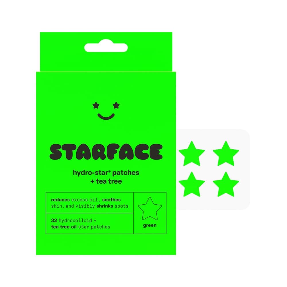 – Starface Hydro-Star + Tea Tree, Hydrocolloid Patches with Plant-Based Tea Tree Oil, Helps Naturally Reduce Oil and Unclog Pores, Vegan and Cruelty-Free Skincare (32 Count)