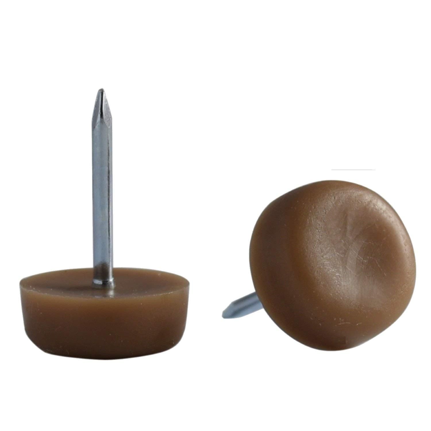 Desunia 3/4" Dia. Nylon Slider Glides for Chairs, Stools, & Tables - Protects Your Floors as Furniture Slides Like Magic Over Tile, Carpet, & Hardwood - Brown - Box of 25