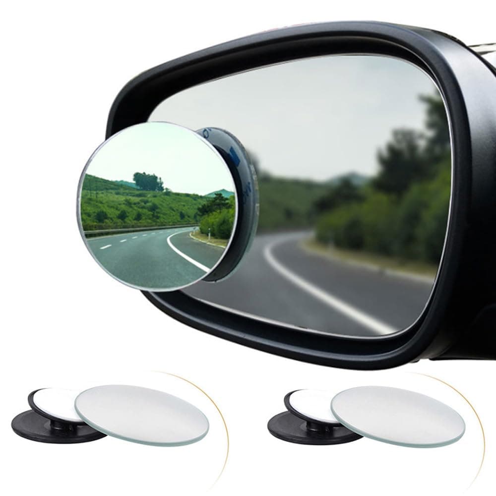 Spurtar Blind Spot Mirrors for Cars, 2 Pack Round Frameless Blind Spot Adhesive Waterproof 360° Rotate Adjustable HD Glass Convex Side Mirror for Car SUV Van Truck Universal