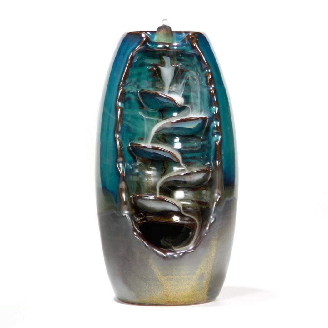 SKYMORE Ceramic Waterfall Backflow Incense, Smoke Incense Burner, Home Decor, Aromatherapy Diffusers Ornament,Living Room Decorations with 10 Incense Cones