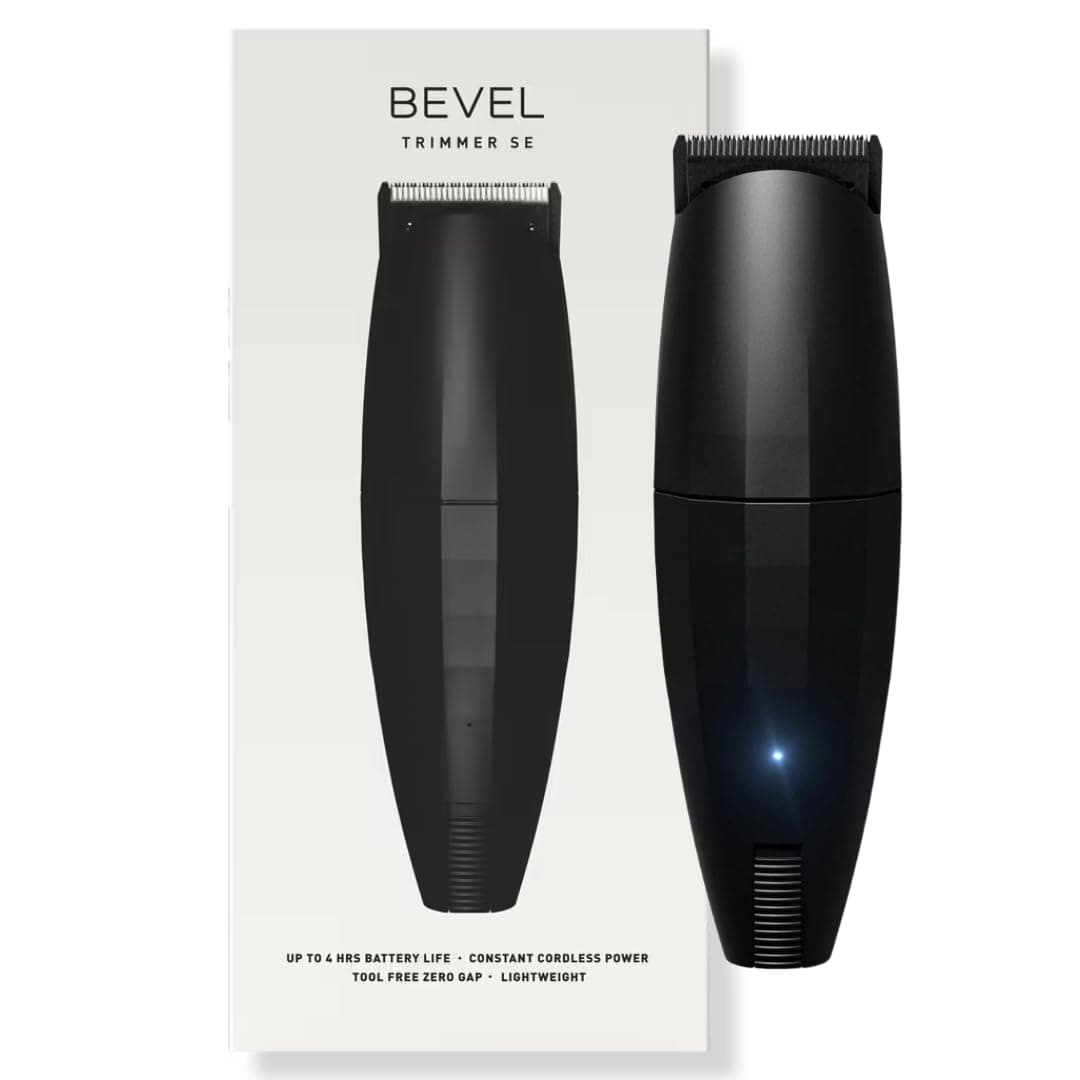 Bevel Beard Travel Trimmer Lite for Men - Black Edition Cordless Trimmer, 4 Hour Rechargeable Battery Life, Tool Free Adjustable Zero Gapped Blade, Barber Supplies, Mustache Trimmer