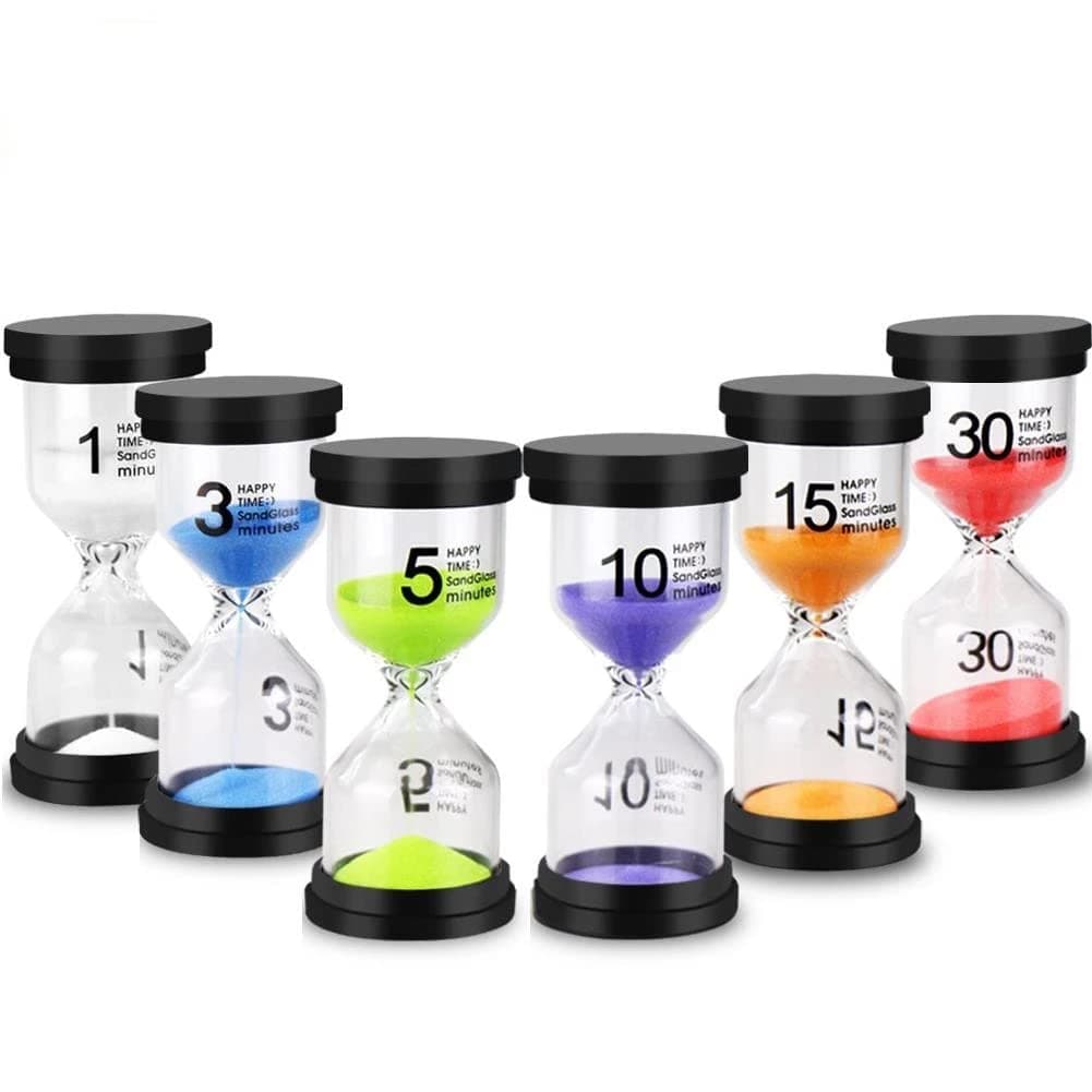 Beauenty Sand Timer Colorful Hourglass Sandglass Timer 1/3/5/10/15/30 mins Sand Clock Timer for Games Classroom Home Office(Pack of 6)