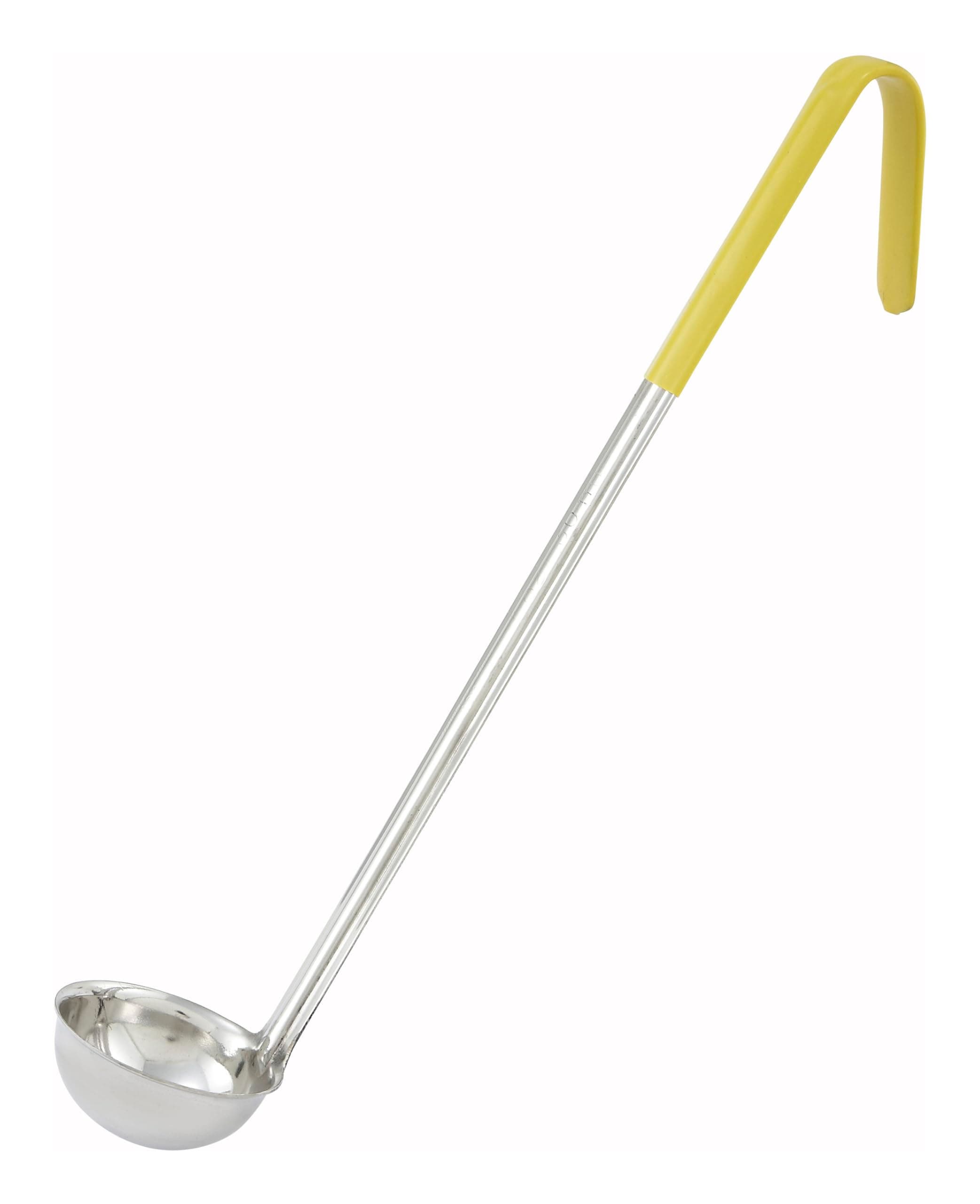 Winco LDC-1 Stainless Steel Ladle with Yellow Handle, 1-Ounce