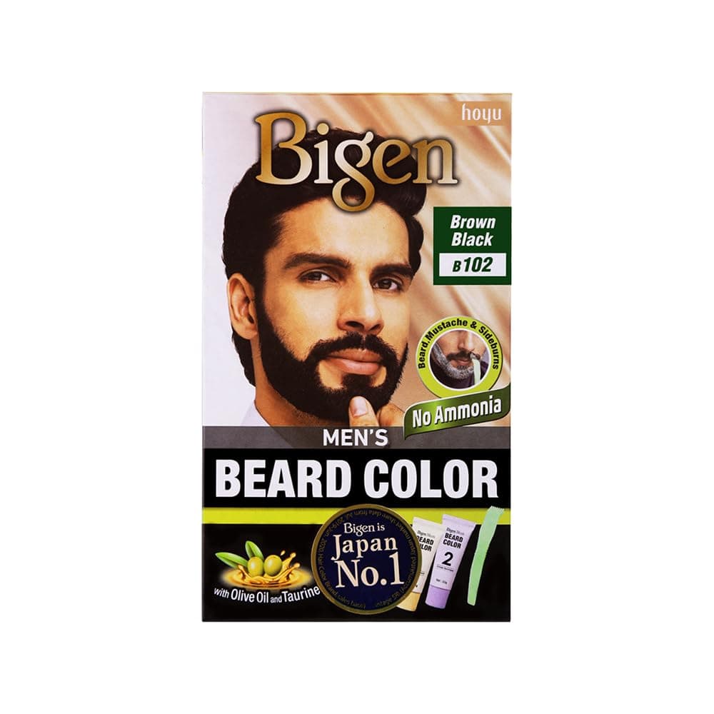 Bigen Men's Beard Colour | No Ammonia Formula with Aloe Extract & Olive Oil - 102 Brown Black