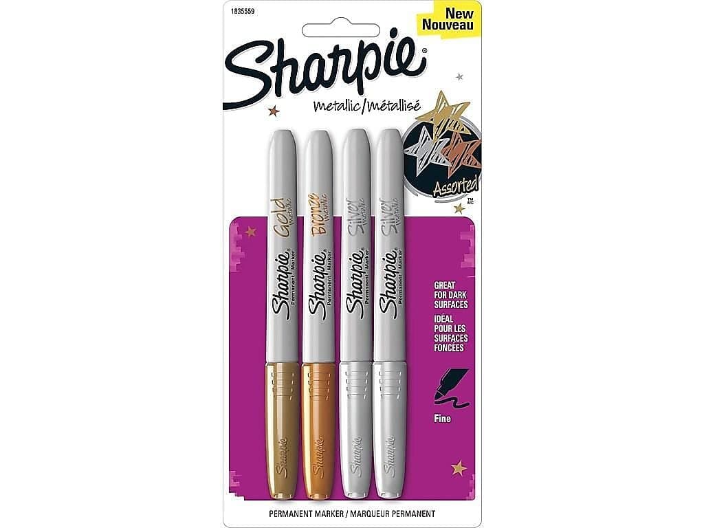 Fine Point Metallic Permanent Markers - 2 Silver/1 Gold/1 Bronze