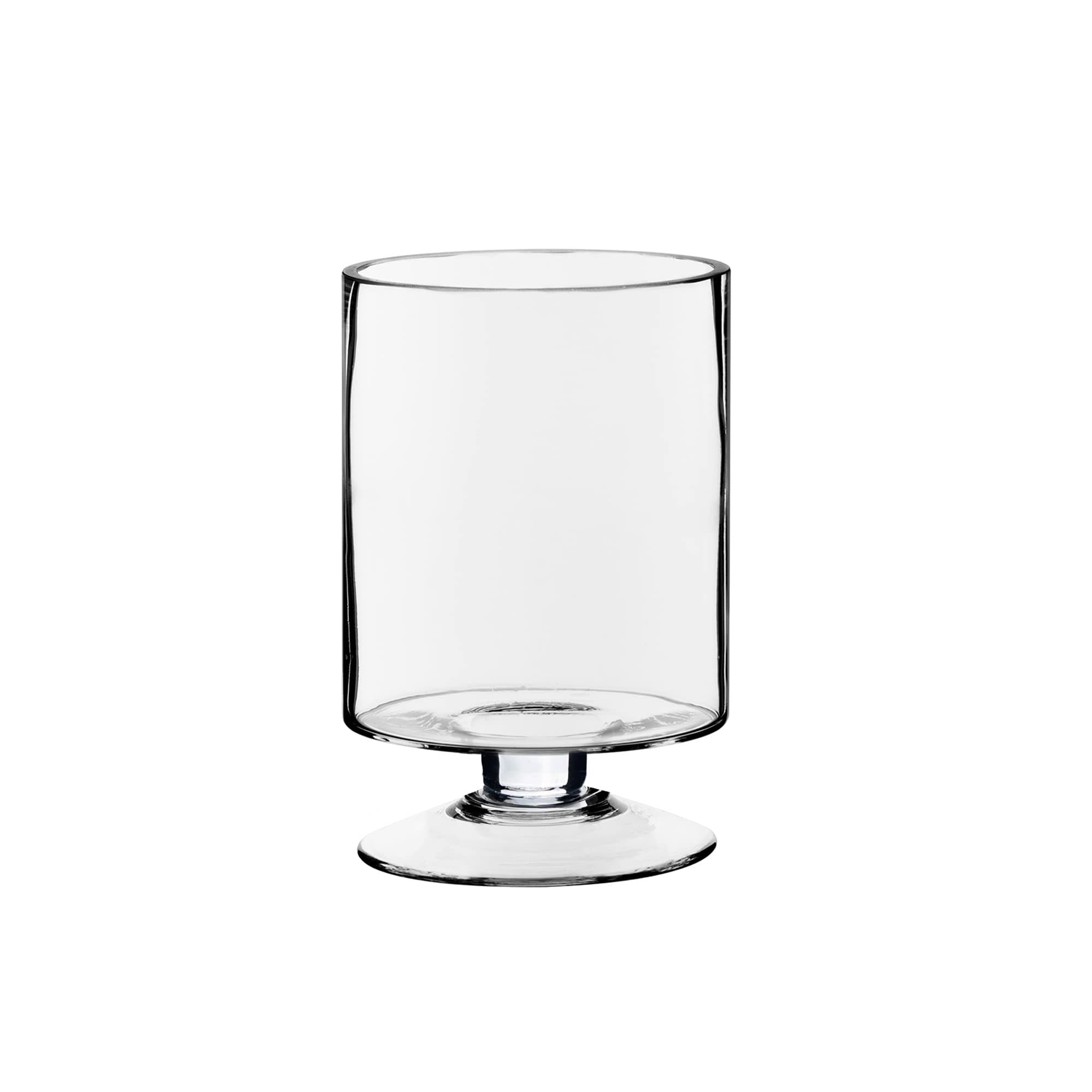 CYS EXCEL Glass Hurricane Pillar Candle Holder (H:8" W:4.75") | Multiple Size Choices Short Stem Candle Centerpieces | Stemmed Glass Cylinder Candle Vase