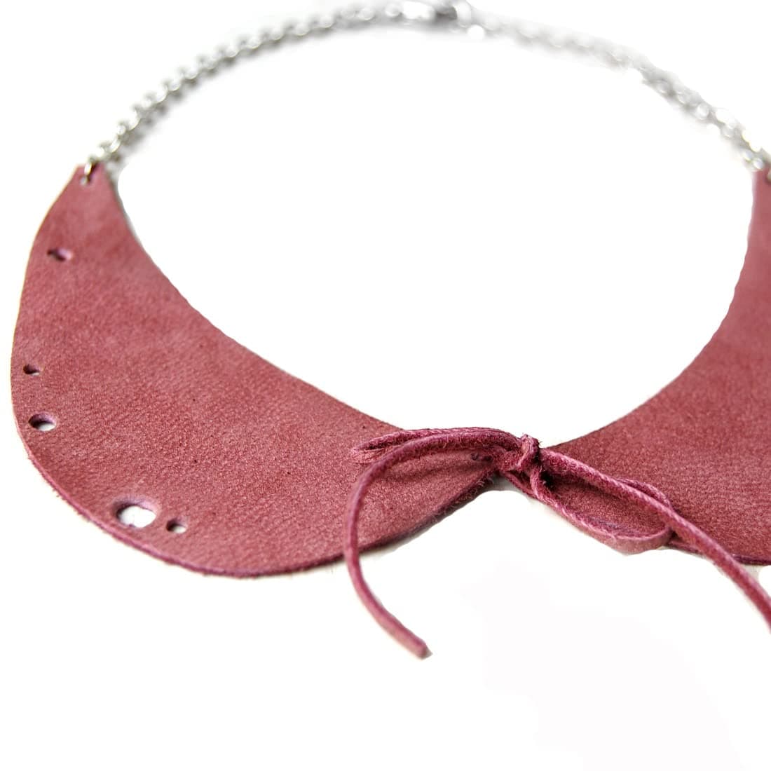 Pale rose peter pan collar necklace from leather/With DHL delivery.