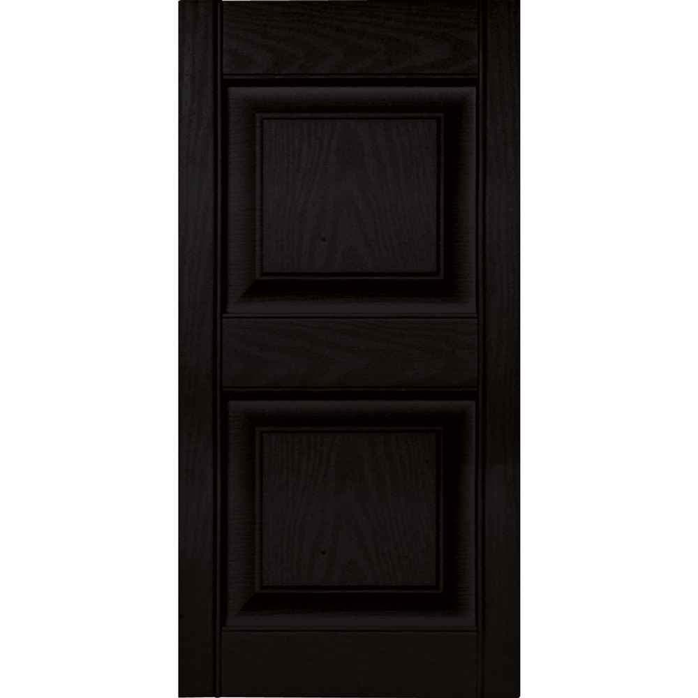 Builders Edge 12 in. Vinyl Raised Panel Shutters in Black - Set of 2 (12 in. W x 1 in. D x 71 in. H (6.98 lbs.))