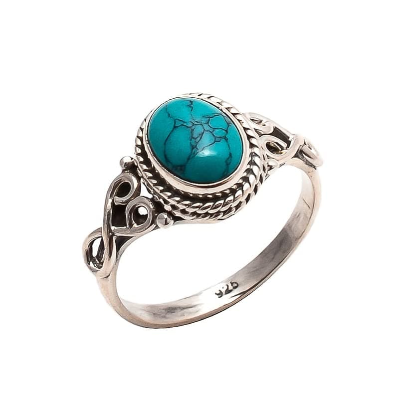 Turquoise Stone Ring 925 Sterling Silver Statement Ring For Women Size UK T Natural Gemstone Ring Handmade Ring Christmas Gifts Ring Jewelry