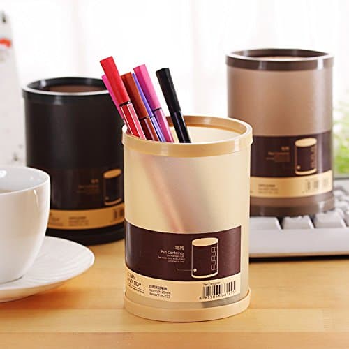 Pen Cup Holder Round Pen Container Cylinder Pen Pencil Pot Dark Coffee