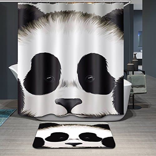 Waterproof Mouldproof Opacity Bath Shower Curtain with 12 Hooks-Panda Digital Print Pattern(180X180CM)