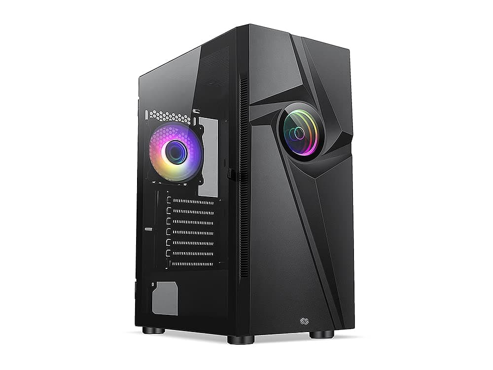 Bgears b-Vortex-RGB Gaming PC ATX case with Optical Illusion Effect ARGB Front Panel, Tempered Glass Side. 1 x USB3.0, Include a 1 x PWM 120mm b-ARGB Vortex Fans. Support up to EATX Board