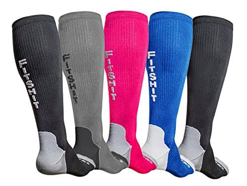 FITSHIT Compression Socks for Men & Women - Best Athletic Graduated Sock Fit - L - Blue
