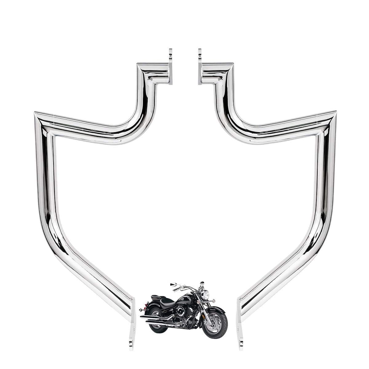 Gamyipp 1.5" Fat Crash Bar Engine Guard Highway Bar for Yamaha Vstar 1100 Classic Custom Silverado (Silver)
