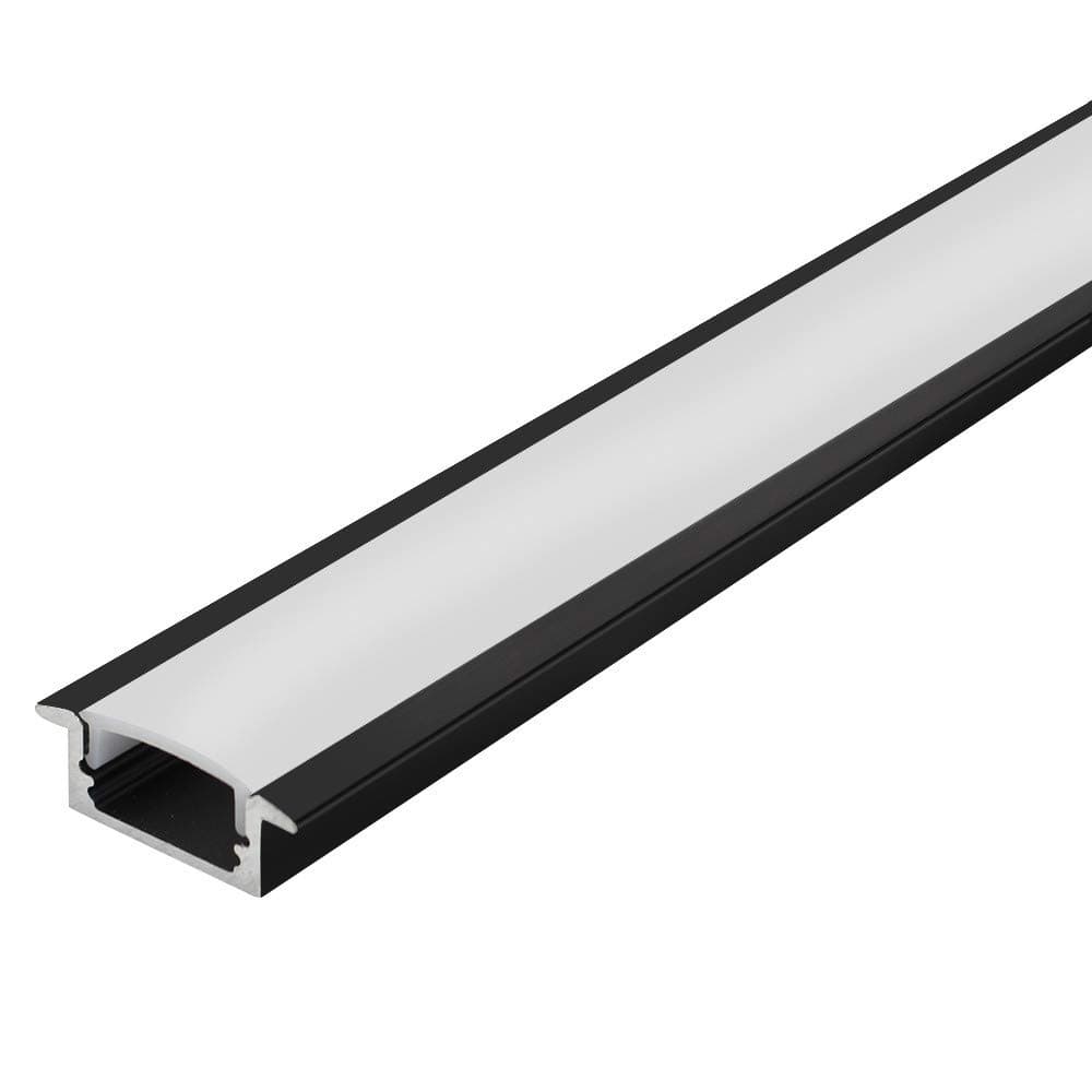 inShareplus U Shape LED Aluminum Channel System with Milk White Cover, End Caps and Mounting Clips, Aluminum Profile for LED Strip Light Installation, U03 Model, 10 Pack, 3.3ft/1 Meter, Black
