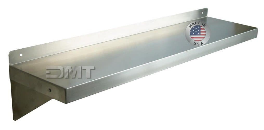 Wall Shelf 48" X 8" Deep Made in USA. 16 Gauge. 304L (18-8) Stainless Steel