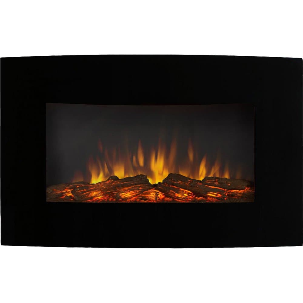 Regal Flame Soho 35 Inch Curved Black Log Wall Mounted Electric Fireplace