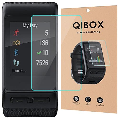 Compatible with Garmin Vivoactive HR Tempered Glass Screen Protector (3-Pack), QIBOX 9H Hardness Multi-Layer Explosion-Proof and Anti-Bubble Screen Guard for Vivoactive HR