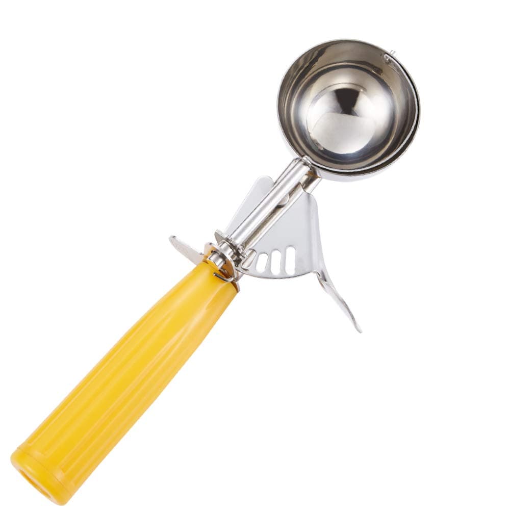 Portion Scoop, Cookie Scoop - #20 (1.52 oz) - Disher scoop - Portion Control - 18/8 Stainless Steel, Yellow Handle, For Cookie Cupcake Muffin Meatball Pancake