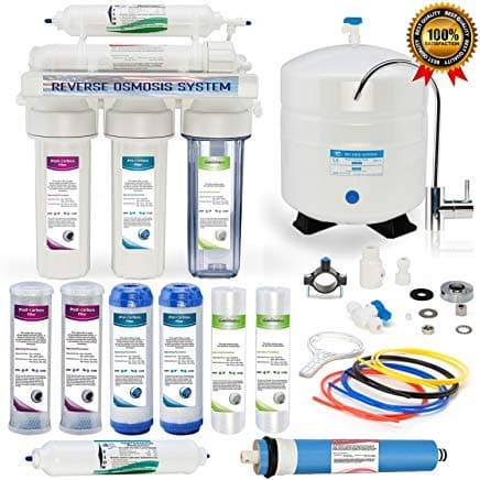 Global Water RO-506 5-Stage Reverse Osmosis System Water Quality Filter- Clear housing- 24 Hour USA Tech Support - Plus Extra Set of 4 Filters for Free