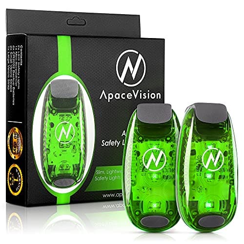 Running Belts Green: Apace Vision LED Safety Light (2 Pack) with Bonus Items - Clip On Strobe/Running Lights for Runners, Dogs, Bikes, Walking and More