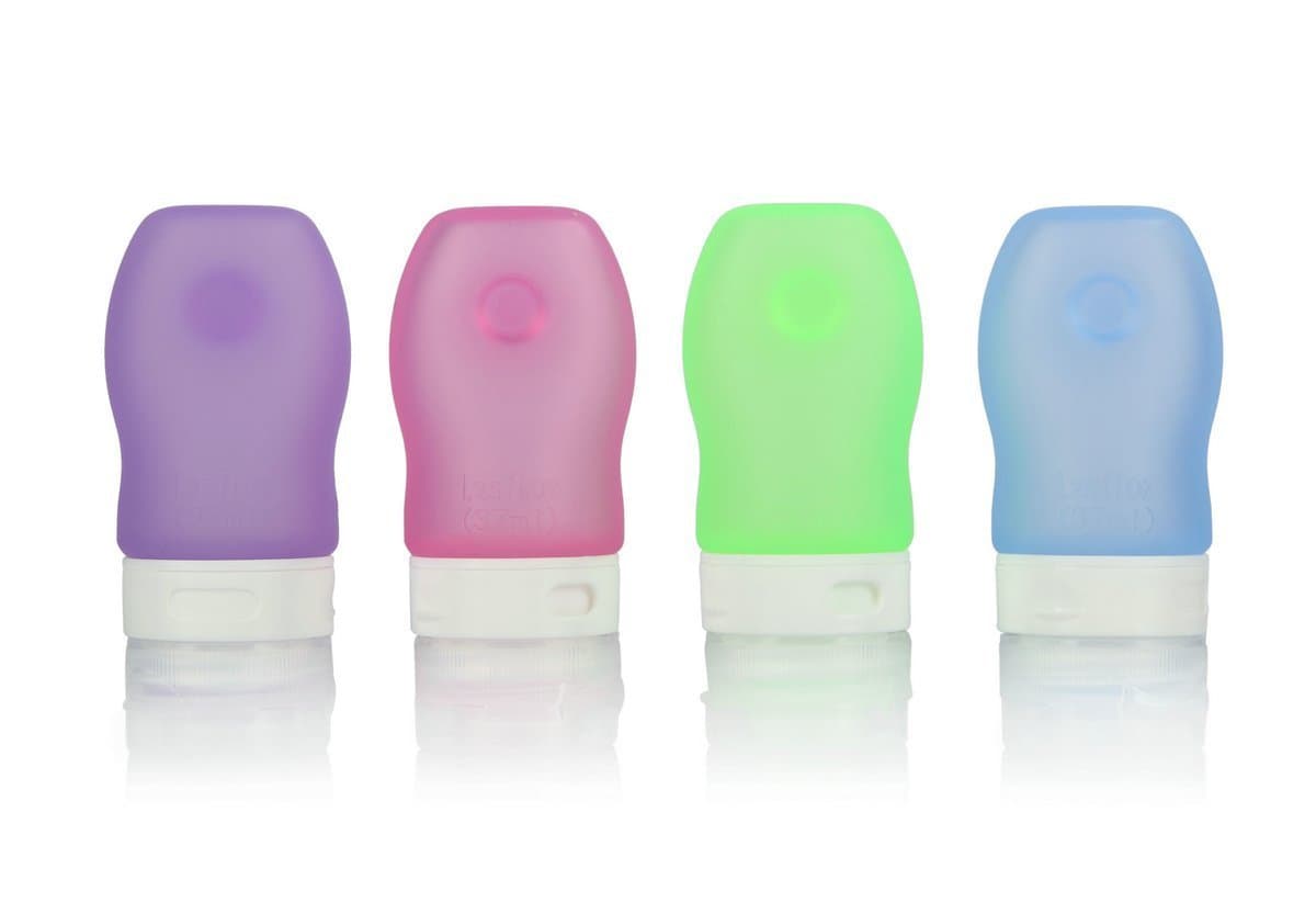 4 pcs Leakproof Silicone Travel Bottles Set with Sucker Cup - Squeezable and Portable Bottles for Shampoo and Toiletries Etc (Small size: 37ml)