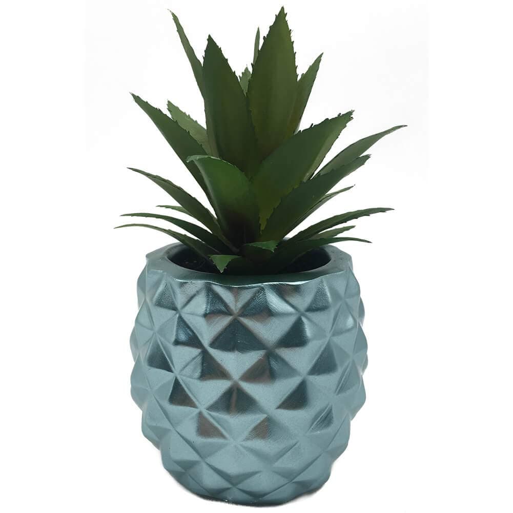 BLASCOOL Artificial Succulent Pineapple Home Decor - Greenery Decoration for Home Office Kitchen Café Restaurant Hotel (Metallic Blue)