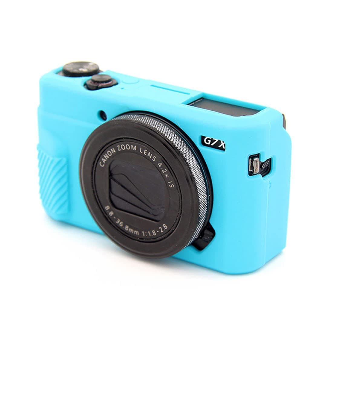 CEARI Silicone Case Rubber Camera Protective Cover Skin for Canon PowerShot G7X Mark II Digital Camera + Microfiber Cloth - Blue