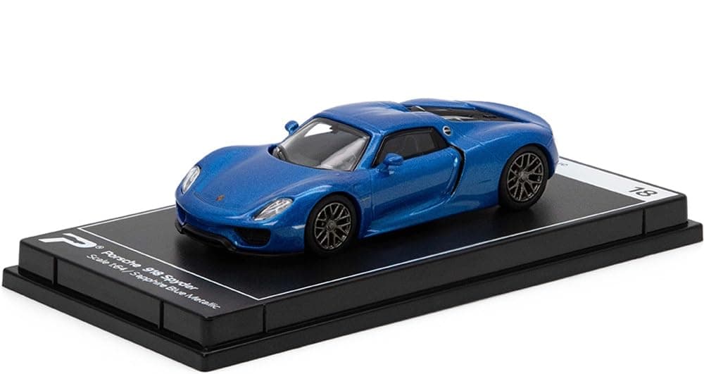 1:64 Scale Porsche 918 Spyder Sapphire Blue Metallic Hypercar League Collection No.18